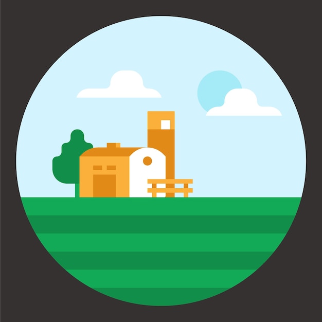 Vector a beautiful farm illustrationdepicting rolling fields rustic barns evoking serenity of rural life