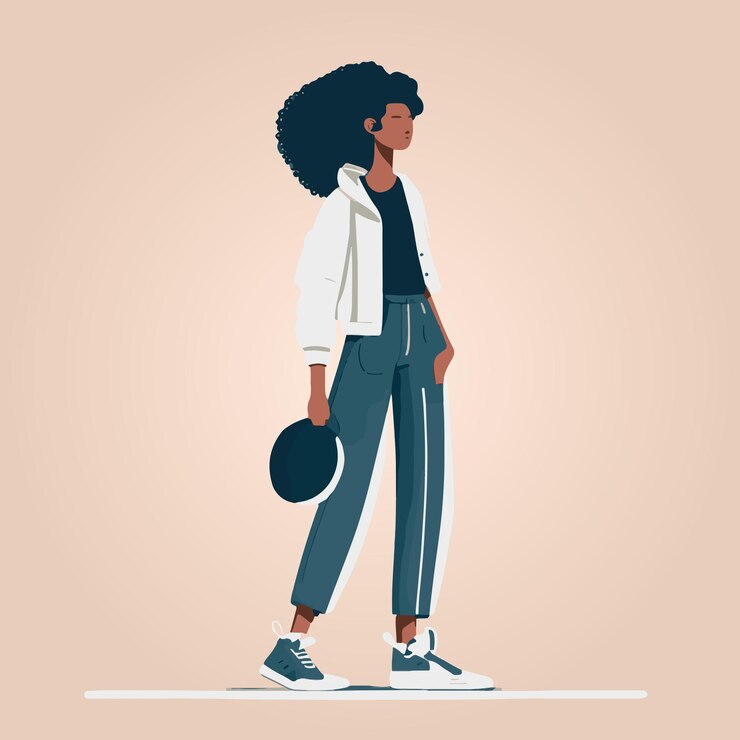 Vector beautiful fashion black woman vector illustration
