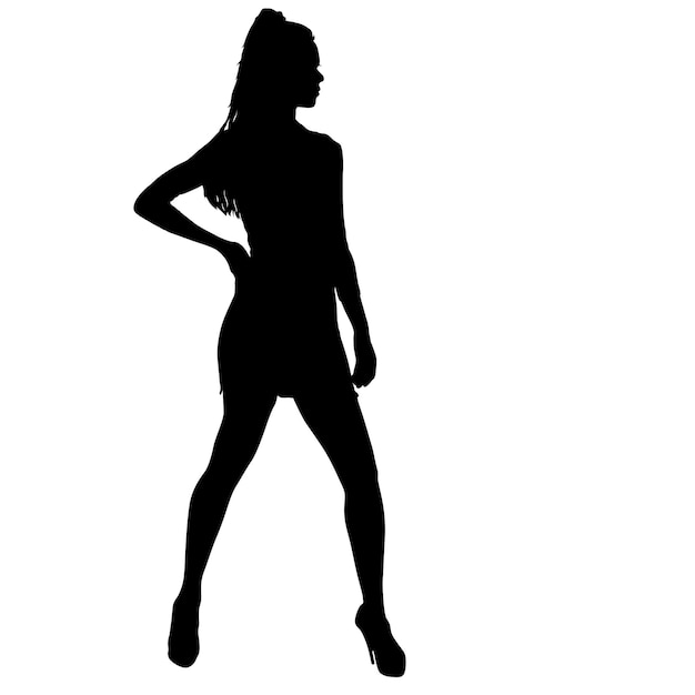 Vector beautiful fashion girl silhouette on a white background