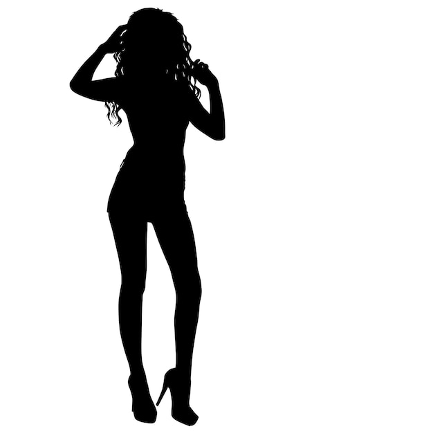 Beautiful fashion girl silhouette on a white background