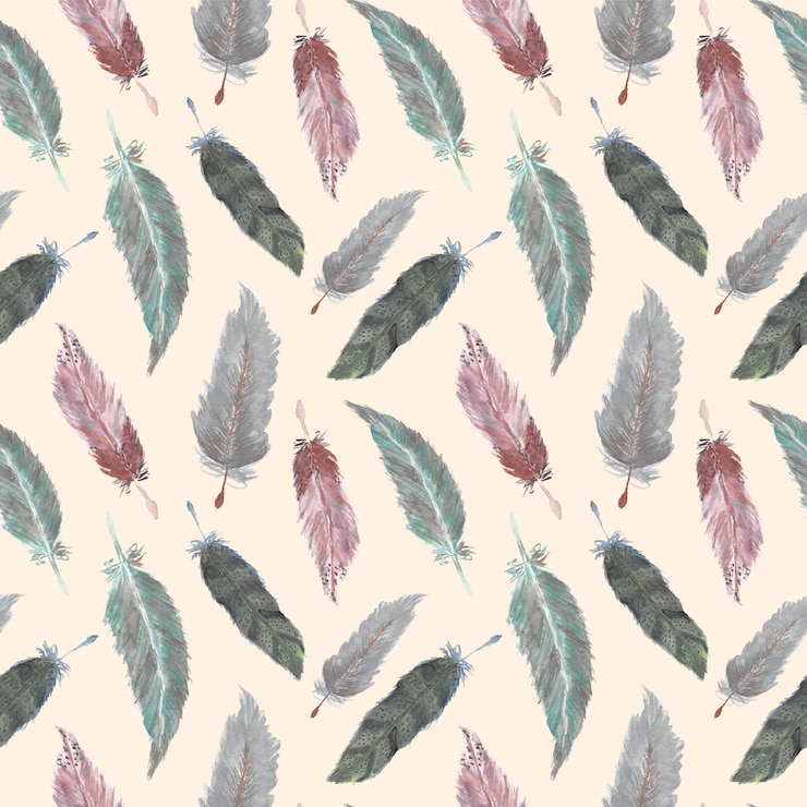 Premium Vector | Beautiful feather boho watercolor seamless pattern