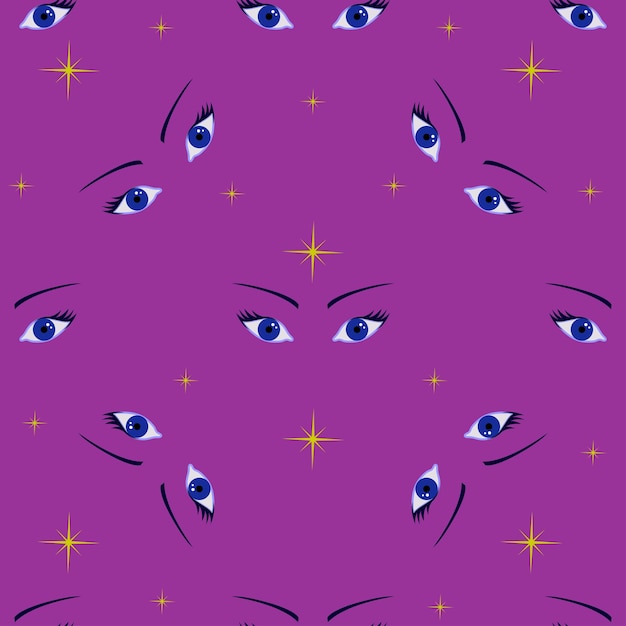 Vector beautiful female eyes seamless pattern