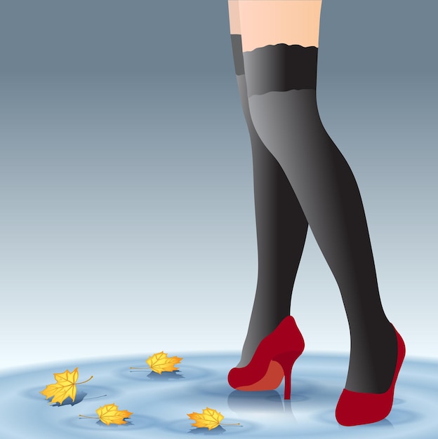 Vector beautiful female feet