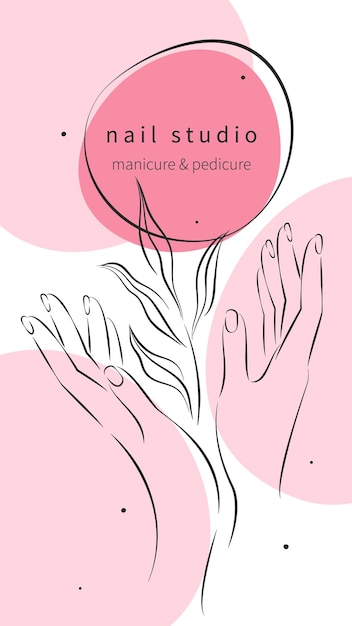 Belle mani femminili. progetta lo studio delle unghie per post e storie sui social media, app mobili.