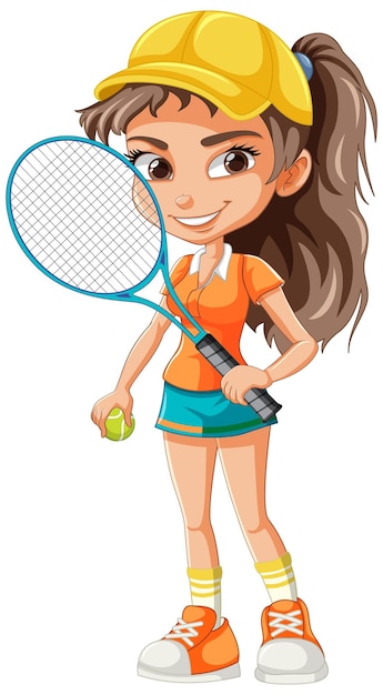 Vector beautiful female tennis player cartoon character