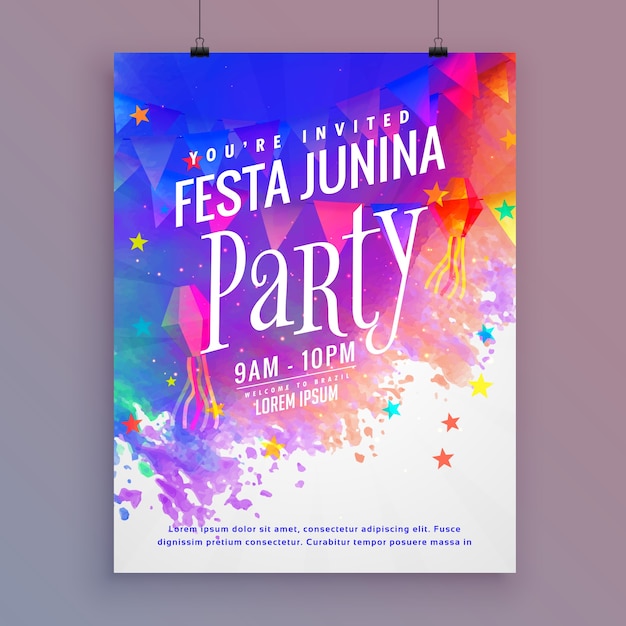 Vettore festa junina party flyer modello di progettazione