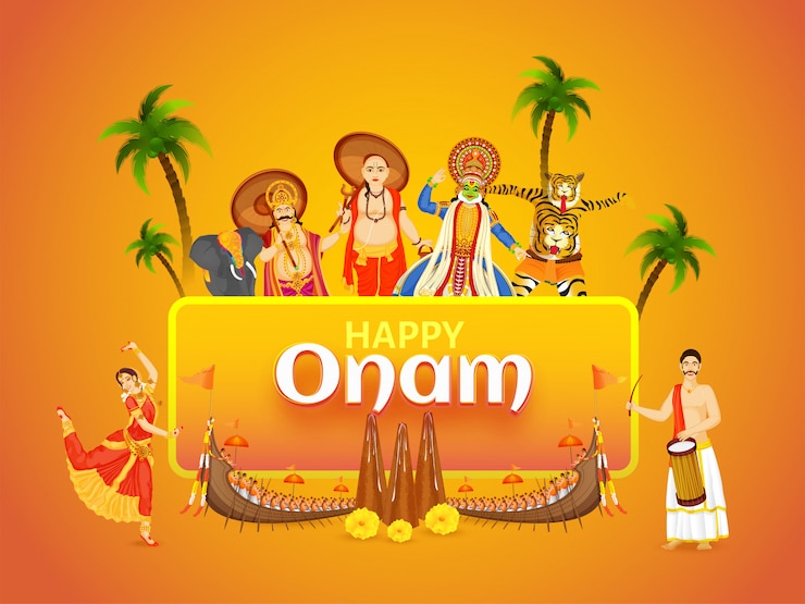 Vector beautiful festival card or poster design with illustration showing culture and tradition of kerala