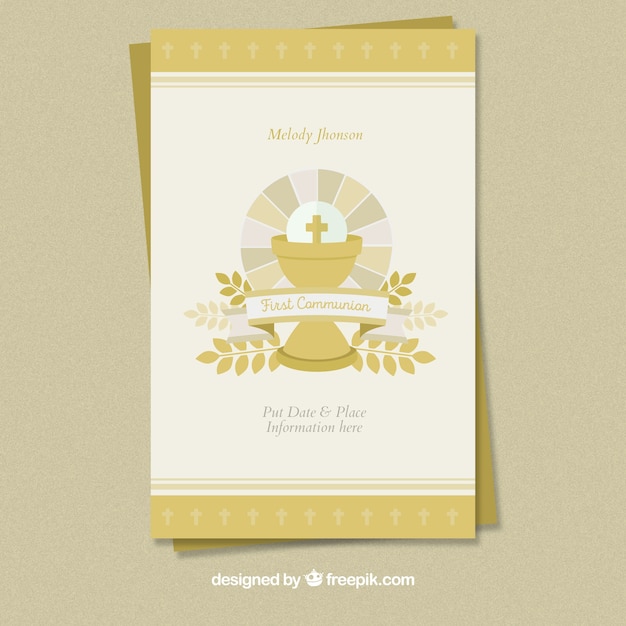 Beautiful first communion vintage invitation