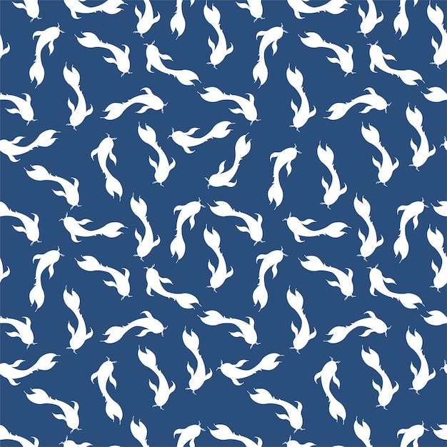 Beautiful Fish Silhouette Vector Background Pattern Seamless