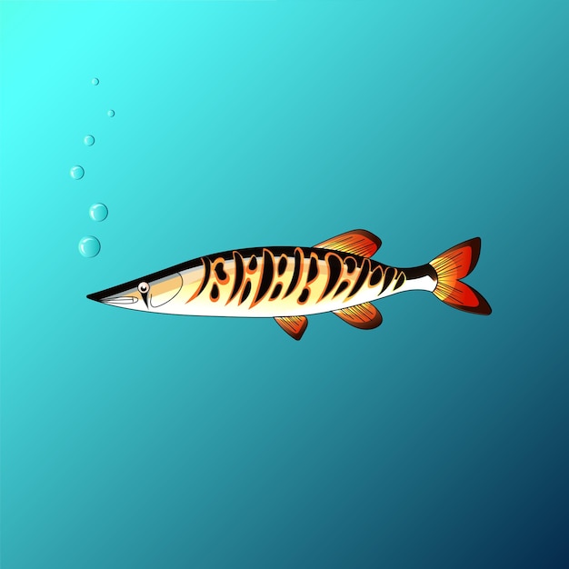 ゲームスタイルの水中の美しい魚
