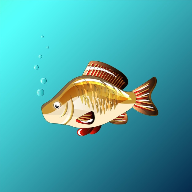 Beautiful fish under the water in the game style