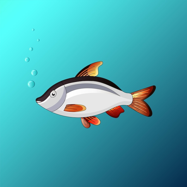 Beautiful fish under the water in the game style