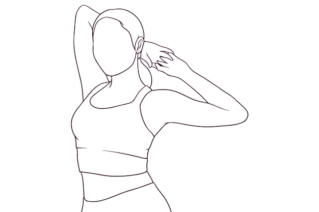 Beautiful fitness woman hand drawn style vector illustration