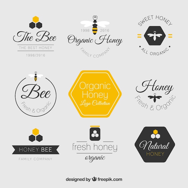 Beautiful flat honey logos