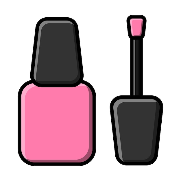 Beautiful flat icon of pink fashionable glamorous nail polish for beauty guidance and manicure