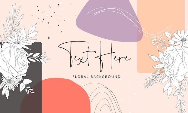 Vector beautiful floral background with monoline design