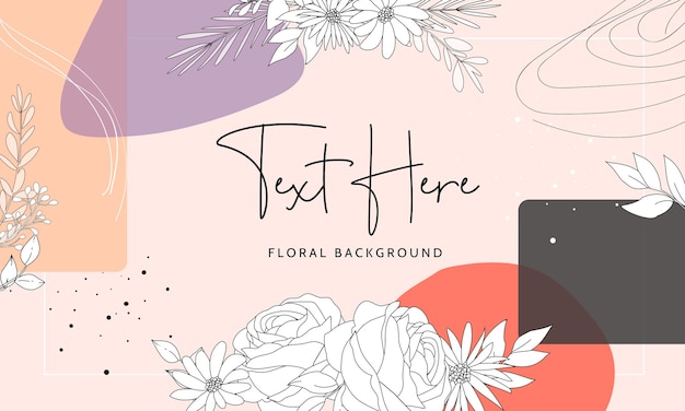 Beautiful floral background with monoline design