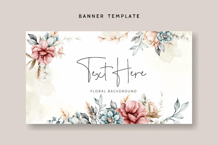 Vector beautiful floral background with vintage watercolor flower and leaves