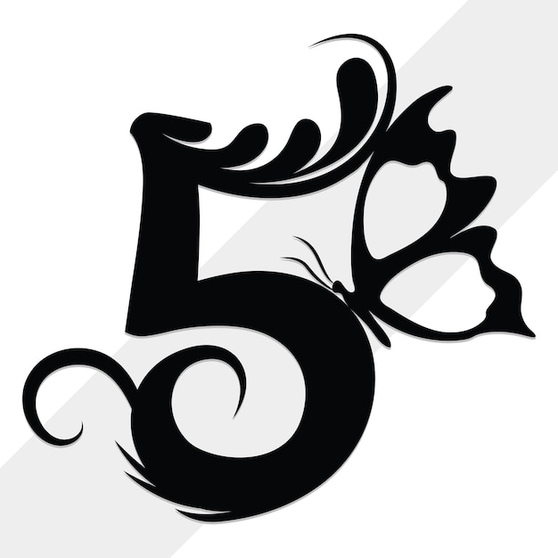 Beautiful floral butterfly numbers design