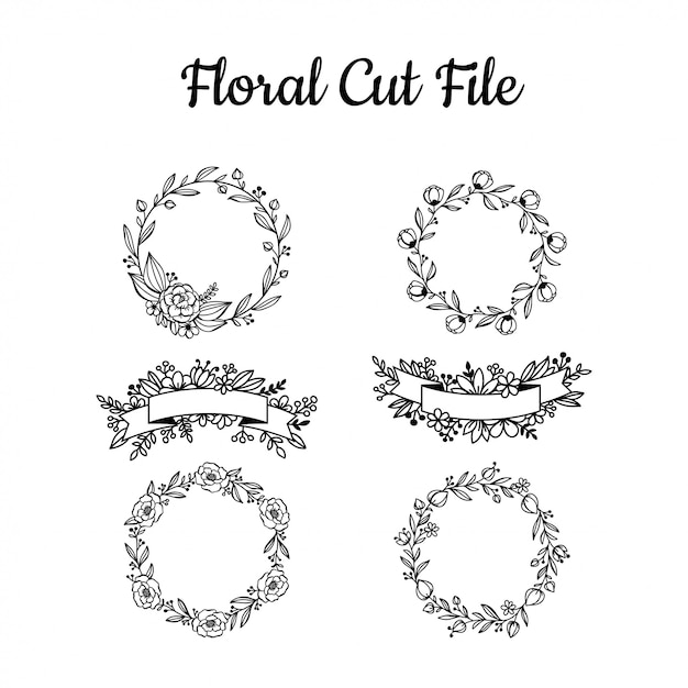 Beautiful floral cut file elements