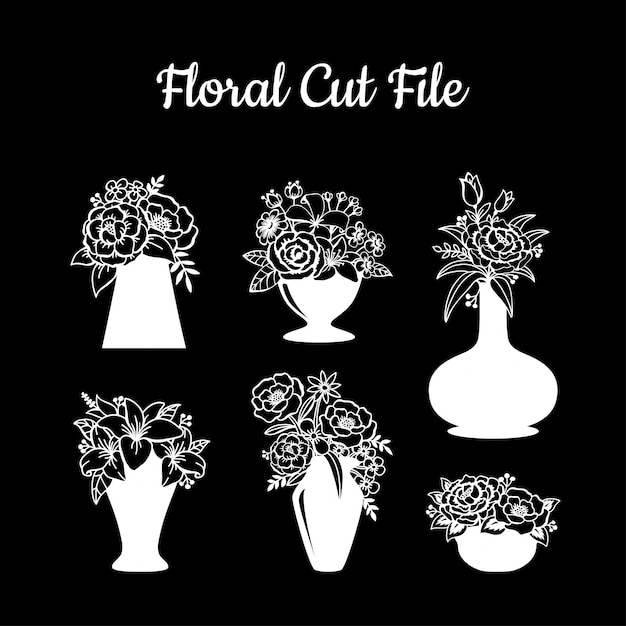 Vector beautiful floral cut file elements