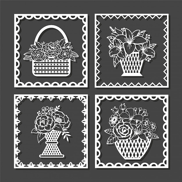 Beautiful Floral cut files in wicker basket