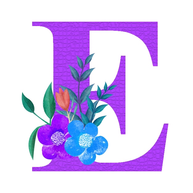 Vector beautiful floral decorated alphabet botanical letter illustration