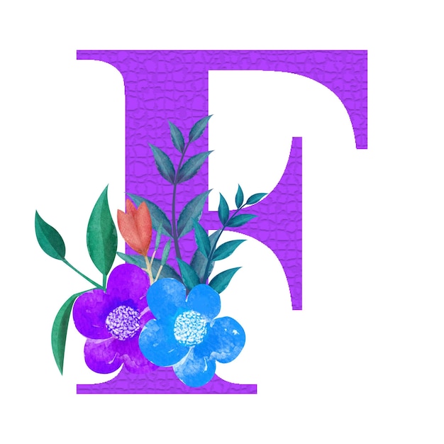 Vector beautiful floral decorated alphabet botanical letter illustration