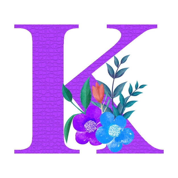 Beautiful floral decorated alphabet botanical letter illustration