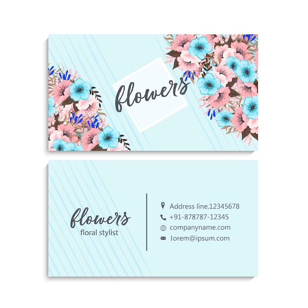 Vector beautiful floral design business card
