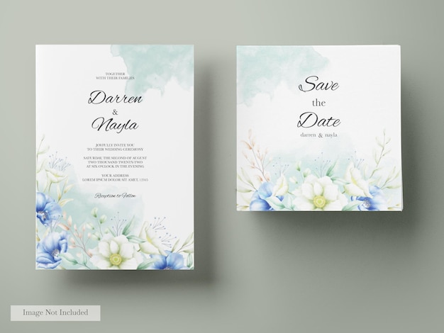 Beautiful floral design wedding invitation card template