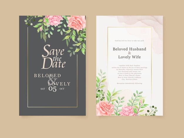 Beautiful floral design wedding invitation card