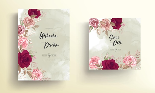 Beautiful floral design wedding invitation card