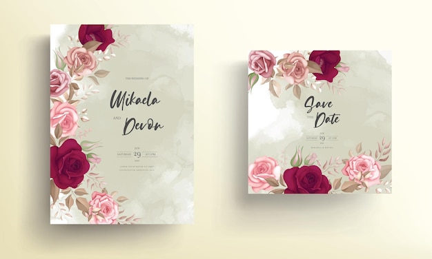 Vector beautiful floral design wedding invitation card