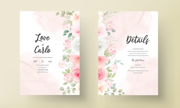 Beautiful floral design wedding invitation card