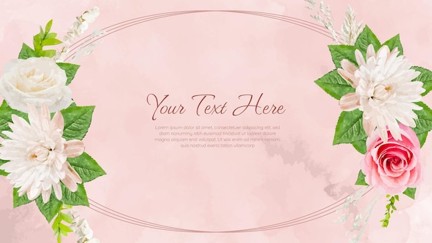 Beautiful floral frame background template with soft nature flowers