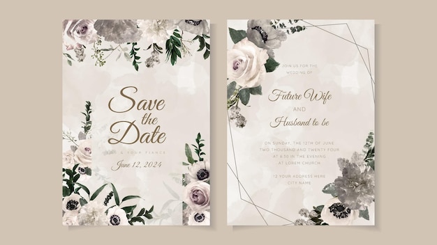 Beautiful floral frame background template with soft nature flowers