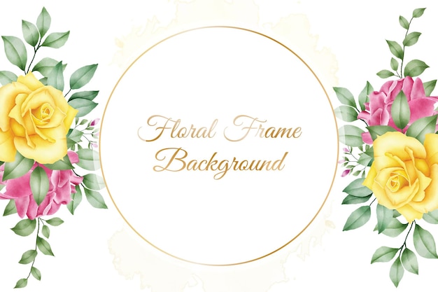 Beautiful floral frame background watercolor