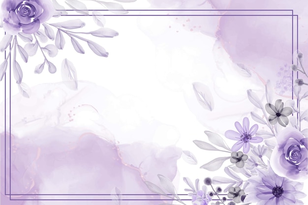 Vector beautiful floral frame background with soft purple flowers