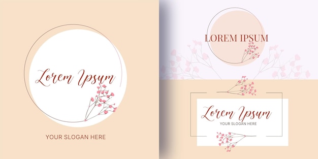 Beautiful floral frame vector template for business skincare products spa cosmetics