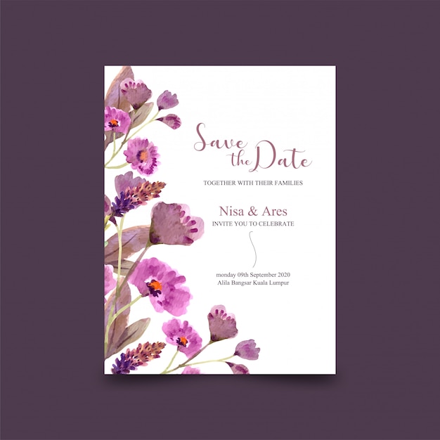 Beautiful floral frame wedding card template