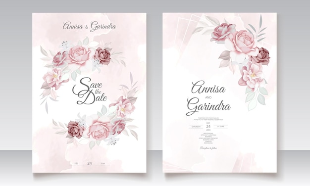 Modello di carta di invito matrimonio bella cornice floreale