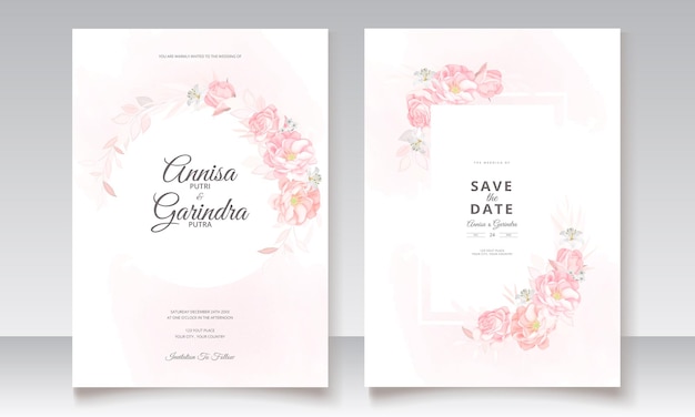 Modello di carta di invito matrimonio bella cornice floreale