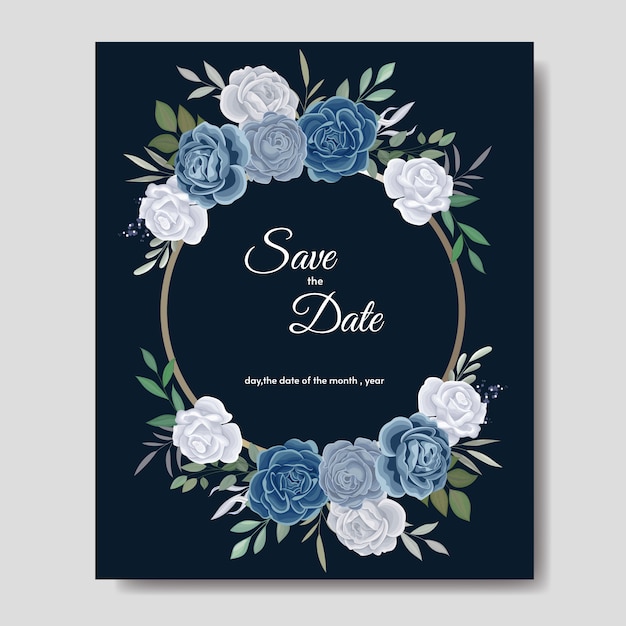 Vector beautiful floral frame wedding invitation card template