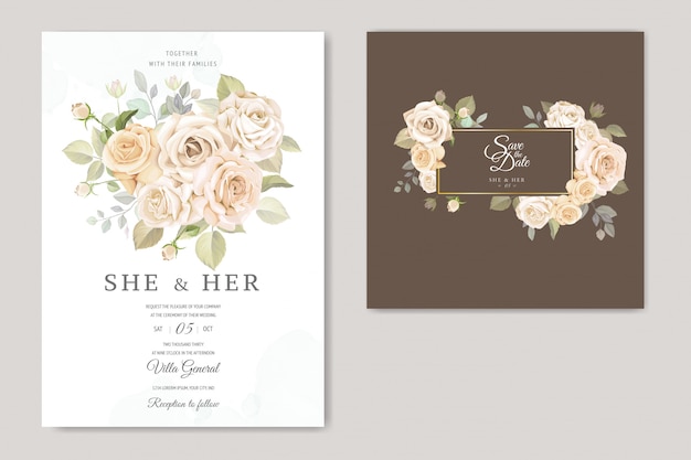 Vector beautiful floral frame wedding invitation