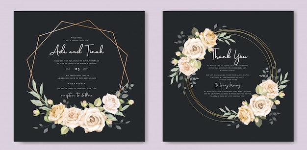 Beautiful floral frame wedding invitation