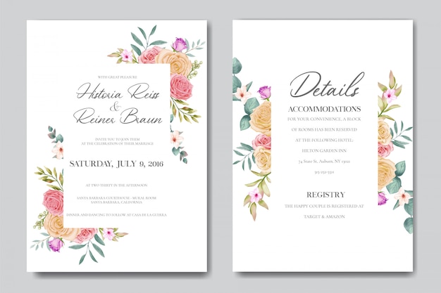 Beautiful floral frame for wedding invitation