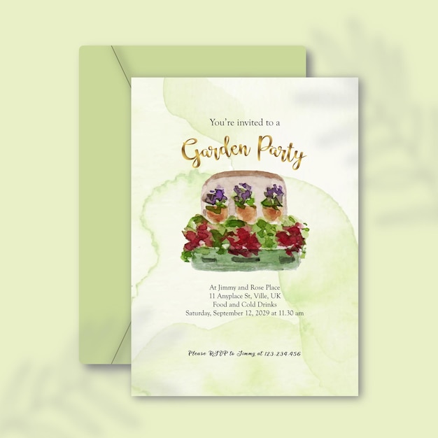 a beautiful floral garden party invitation template design