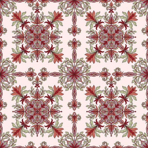 Beautiful floral geometric pattern tile