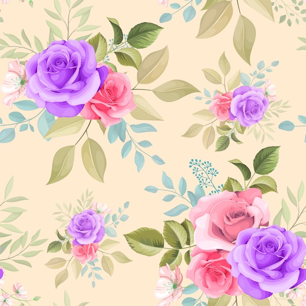 beautiful floral hand drawn seamless pattern design